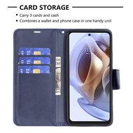 Motorola Edge 30 Pro Hoesje - MobyDefend Wallet Book Case Met Koord - Blauw