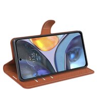 Motorola Moto G22 Hoesje - MobyDefend Kunstleren Wallet Book Case (Sluiting Voorkant) - Bruin