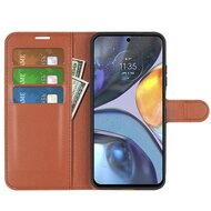 Motorola Moto G22 Hoesje - MobyDefend Kunstleren Wallet Book Case (Sluiting Voorkant) - Bruin
