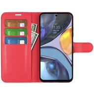 Motorola Moto G22 Hoesje - MobyDefend Kunstleren Wallet Book Case (Sluiting Voorkant) - Rood