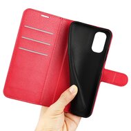 Motorola Moto G22 Hoesje - MobyDefend Kunstleren Wallet Book Case (Sluiting Voorkant) - Rood