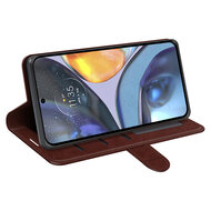 Motorola Moto G22 Hoesje - MobyDefend Wallet Book Case (Sluiting Achterkant) - Bruin