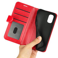 Motorola Moto G22 Hoesje, MobyDefend Wallet Book Case (Sluiting Achterkant), Rood