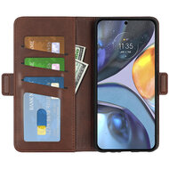 Motorola Moto G22 Hoesje - MobyDefend Luxe Wallet Book Case (Sluiting Zijkant) - Bruin
