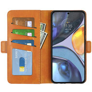 Motorola Moto G22 Hoesje, MobyDefend Luxe Wallet Book Case (Sluiting Zijkant), Lichtbruin