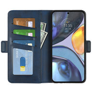 Motorola Moto G22 Hoesje - MobyDefend Luxe Wallet Book Case (Sluiting Zijkant) - Blauw