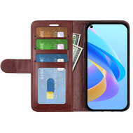 Oppo A76 / Oppo A96 Hoesje, MobyDefend Wallet Book Case (Sluiting Achterkant), Bruin