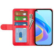 Oppo A76 / Oppo A96 Hoesje, MobyDefend Wallet Book Case (Sluiting Achterkant), Rood