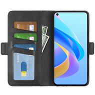 Oppo A76 / Oppo A96 Hoesje, MobyDefend Luxe Wallet Book Case (Sluiting Zijkant), Zwart