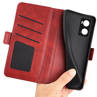 Oppo A76 / Oppo A96 Hoesje - MobyDefend Luxe Wallet Book Case (Sluiting Zijkant) - Rood