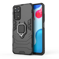 Xiaomi Redmi Note 11 / Note 11S Hoesje - MobyDefend Dubbelgelaagde Pantsercase Met Standaard - Zwart