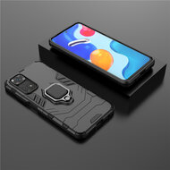 Xiaomi Redmi Note 11 / Note 11S Hoesje - MobyDefend Dubbelgelaagde Pantsercase Met Standaard - Zwart