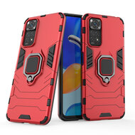 Xiaomi Redmi Note 11 / Note 11S Hoesje - MobyDefend Dubbelgelaagde Pantsercase Met Standaard - Rood