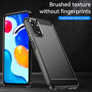 Xiaomi Redmi Note 11 / Note 11S Hoesje - MobyDefend TPU Backcover - Geborstelde Metaal &amp; Carbon-Look - Navy Blauw