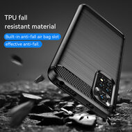 Xiaomi Redmi Note 11 / Note 11S Hoesje - MobyDefend TPU Backcover - Geborstelde Metaal &amp; Carbon-Look - Navy Blauw