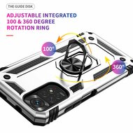 Xiaomi Redmi Note 11 / Note 11S Hoesje - MobyDefend Pantsercase Met Draaibare Ring - Zilvergrijs