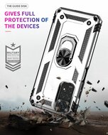 Xiaomi Redmi Note 11 / Note 11S Hoesje - MobyDefend Pantsercase Met Draaibare Ring - Zilvergrijs