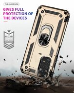 Xiaomi Redmi Note 11 / Note 11S Hoesje, MobyDefend Pantsercase Met Draaibare Ring, Goud