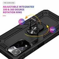 Xiaomi Redmi Note 11 Pro Hoesje - MobyDefend Pantsercase Met Draaibare Ring - Blauw