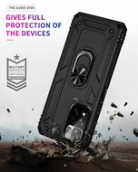 Xiaomi Redmi Note 11 Pro Hoesje - MobyDefend Pantsercase Met Draaibare Ring - Blauw