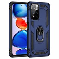 Xiaomi Redmi Note 11 Pro Hoesje, MobyDefend Pantsercase Met Draaibare Ring, Blauw