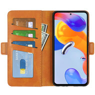 Xiaomi Redmi Note 11 Pro Hoesje, MobyDefend Luxe Wallet Book Case (Sluiting Zijkant), Lichtbruin