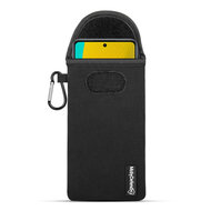 Hoesje voor Samsung Galaxy M53, MobyDefend Neopreen Pouch Met Karabijnhaak, Insteekhoesje, Riemlus Hoesje, Zwart