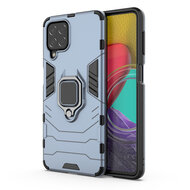 Samsung Galaxy M53 Hoesje - MobyDefend Dubbelgelaagde Pantsercase Met Standaard - Navy Blauw