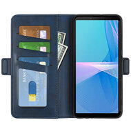 Sony Xperia 10 IV Hoesje - MobyDefend Luxe Wallet Book Case (Sluiting Zijkant) - Blauw