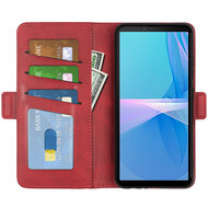 Sony Xperia 10 IV Hoesje, MobyDefend Luxe Wallet Book Case (Sluiting Zijkant), Rood