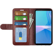 Sony Xperia 10 IV Hoesje - MobyDefend Wallet Book Case (Sluiting Achterkant) - Bruin