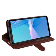 Sony Xperia 10 IV Hoesje - MobyDefend Wallet Book Case (Sluiting Achterkant) - Bruin
