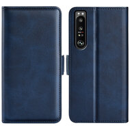 Sony Xperia 1 IV Hoesje - MobyDefend Luxe Wallet Book Case (Sluiting Zijkant) - Blauw
