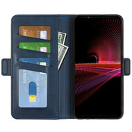 Sony Xperia 1 IV Hoesje, MobyDefend Luxe Wallet Book Case (Sluiting Zijkant), Blauw