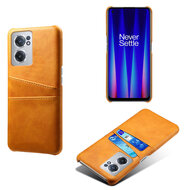 OnePlus Nord CE 2 Hoesje - MobyDefend Lederen Backcover Met Vakjes Voor Pasjes - Cognacbruin