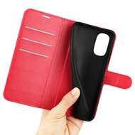 Motorola Moto G52 Hoesje - MobyDefend Kunstleren Wallet Book Case (Sluiting Voorkant) - Rood