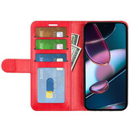 Motorola Edge 30 Hoesje, MobyDefend Wallet Book Case (Sluiting Achterkant), Rood