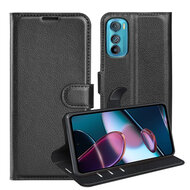 Motorola Edge 30 Hoesje, MobyDefend Kunstleren Wallet Book Case (Sluiting Voorkant), Zwart