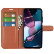 Motorola Edge 30 Hoesje - MobyDefend Kunstleren Wallet Book Case (Sluiting Voorkant) - Bruin