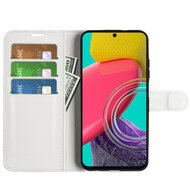 Samsung Galaxy M53 Hoesje, MobyDefend Kunstleren Wallet Book Case (Sluiting Voorkant), Wit