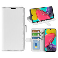 Samsung Galaxy M53 Hoesje, MobyDefend Wallet Book Case (Sluiting Achterkant), Wit