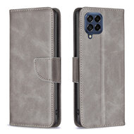 Samsung Galaxy M53 Hoesje - MobyDefend Wallet Book Case Met Koord - Grijs
