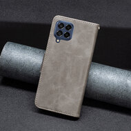 Samsung Galaxy M53 Hoesje - MobyDefend Wallet Book Case Met Koord - Grijs