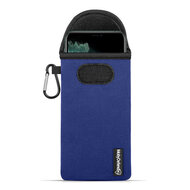 Hoesje voor iPhone 11 Pro, MobyDefend Neopreen Pouch Met Karabijnhaak, Insteekhoesje, Riemlus Hoesje, Blauw