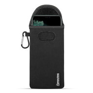 Hoesje voor iPhone XS - MobyDefend Neopreen Pouch Met Karabijnhaak - Insteekhoesje - Riemlus Hoesje - Zwart