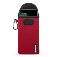 Hoesje voor iPhone X - MobyDefend Neopreen Pouch Met Karabijnhaak - Insteekhoesje - Riemlus Hoesje - Rood