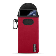 Hoesje voor iPhone 11 Pro Max, MobyDefend Neopreen Pouch Met Karabijnhaak, Insteekhoesje, Riemlus Hoesje, Rood