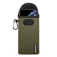 Hoesje voor iPhone 11 Pro Max, MobyDefend Neopreen Pouch Met Karabijnhaak, Insteekhoesje, Riemlus Hoesje, Groen