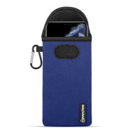 Hoesje voor iPhone 11 Pro Max, MobyDefend Neopreen Pouch Met Karabijnhaak, Insteekhoesje, Riemlus Hoesje, Blauw