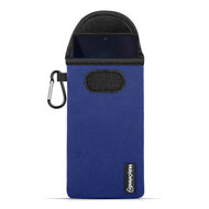 Hoesje voor Motorola Edge 30, MobyDefend Neopreen Pouch Met Karabijnhaak, Insteekhoesje, Riemlus Hoesje, Blauw